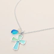 Sea Glass Coastal Cross Pendant Necklace