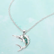 Crushed Pebble Swordfish Pendant Necklace