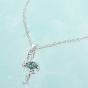 Crushed Pebble Flamingo Pendant Necklace