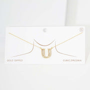 -U- CZ Initial Monogram Pendant Necklace