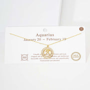 Aquarius Gold Dipped Zodiac Sign Pendant Necklace