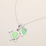 Sea Glass Sea Turtle Charm Pendant Necklace