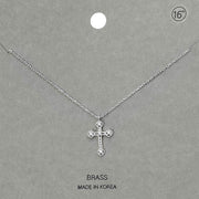 Rhinestone Accent Cross Pendant Necklace