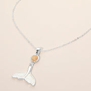 Round Whale Tail Link Drop Charm Pendant Necklace