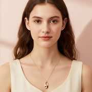 18K Gold Dipped Abstract Oval Pendant Necklace