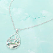 Abalone Starfish Wave Teardrop Pendant Necklace