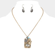 Hammered Metal Shell Charm Pendant Necklace