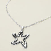 Antique Metal Open Starfish Pendant Necklace