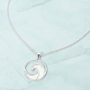 Mother of Pearl Inlay Wave Pendant Necklace