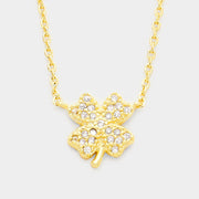 Cubic Zirconia Clover Pendant Necklace