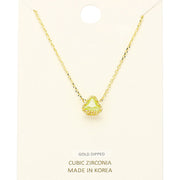 Gold Dipped Cubic Zirconia Triangle Pendant Necklace