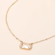 Rectangular Faceted Stone Cluster Pendant Necklace