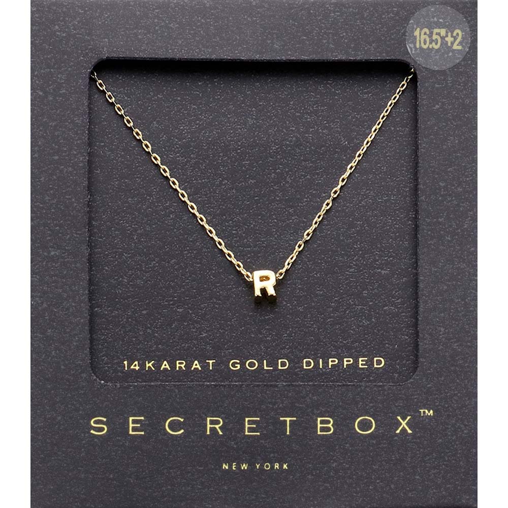 -R- SECRET BOX_14K Gold Dipped Initial Monogram Pendant Necklace