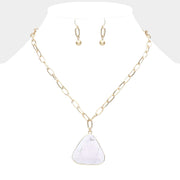 Triangle Natural Stone Pendant Necklace