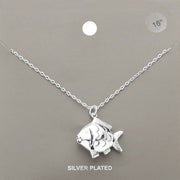Silver Plated Metal Fish Pendant Necklace