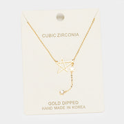 Gold Dipped Cubic Zirconia Star Pendant Necklace