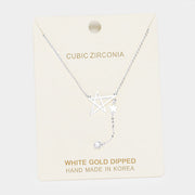 White Gold Dipped Cubic Zirconia Star Pendant Necklace
