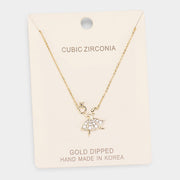 Gold Dipped Cubic Zirconia Ballerina Pendant Necklace