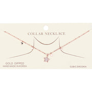 Gold Dipped Cubic Zirconia Pave Star Pendant Necklace