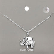 Silver Plated Metal Elephant Pendant Necklace