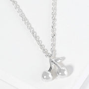 White Gold Dipped Cherry Pendant Necklace