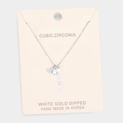White Gold Dipped CZ 'Love Me' Heart Pendant Necklace