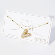-V- Gold Dipped CZ Stone Paved Initial Monogram Pendant Necklace