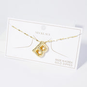 -B- Gold Dipped Metal Bubble Initial Monogram Pendant Necklace