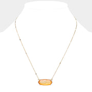 Crystal Hexagon Pendant Metal Chain Necklace