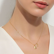 Gold Dipped Lock and Key Pendant Necklace