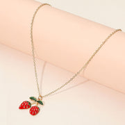 Double Strawberry Pendant Necklace