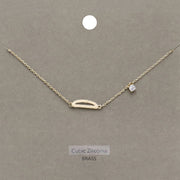 D Brass Metal Cubic Zirconia Initial Monogram Pendant Necklace