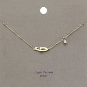 G Brass Metal Cubic Zirconia Initial Monogram Pendant Necklace