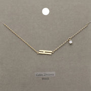 H Brass Metal Cubic Zirconia Initial Monogram Pendant Necklace