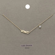 R Brass Metal Cubic Zirconia Initial Monogram Pendant Necklace
