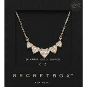SECRET BOX_14K Gold Dipped CZ Pave Heart Link Pendant Necklace