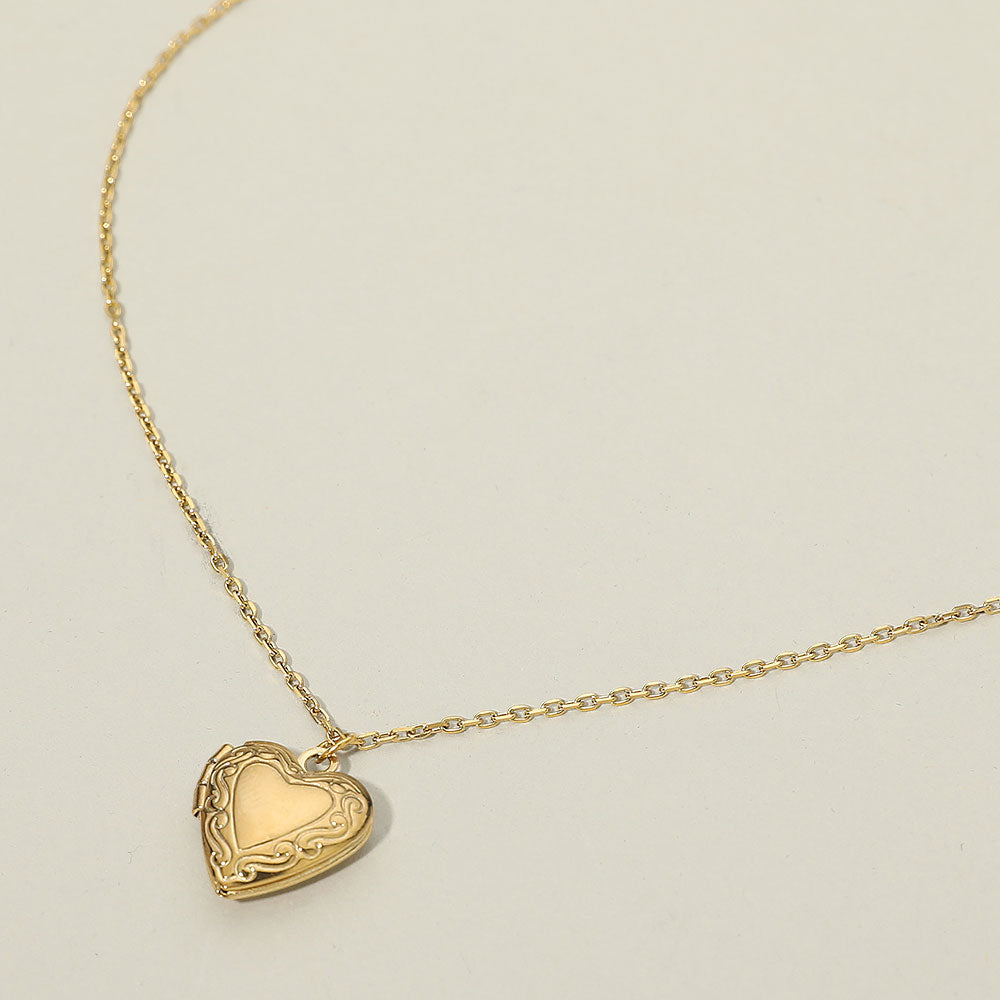 Stainless Steel Heart Locket Pendant Necklace