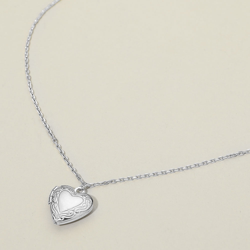 Stainless Steel Heart Locket Pendant Necklace