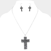 Antique Metal Western Cross Pendant Necklace