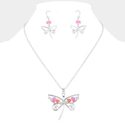 Bean Beads Accented Metal Wire Dragonfly Turtle Pendant Necklace