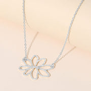 Hammered Metal Open Flower Pendant Necklace