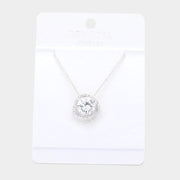 Round Stone Accented Pendant Necklace