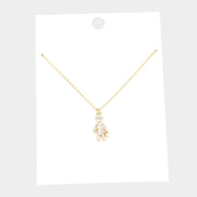 Stone Embellished Brass Metal Human Being Pendant Necklace
