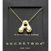 SECRET BOX_ -A- 14K Gold Dipped Bubble Initial Monogram Pendant Necklace