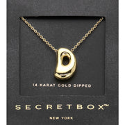 SECRET BOX_ -D- 14K Gold Dipped Bubble Initial Monogram Pendant Necklace