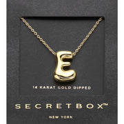 SECRET BOX_ -E- 14K Gold Dipped Bubble Initial Monogram Pendant Necklace