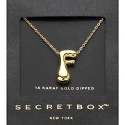 SECRET BOX_ -F- 14K Gold Dipped Bubble Initial Monogram Pendant Necklace