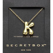 SECRET BOX_ -K- 14K Gold Dipped Bubble Initial Monogram Pendant Necklace