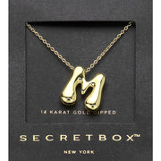 SECRET BOX_ -M- 14K Gold Dipped Bubble Initial Monogram Pendant Necklace