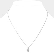 Rhinestone Center Brass Metal Glove Pendant Necklace
